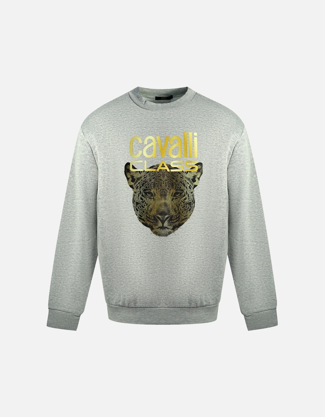 Cavalli Class Leopard Print Logo Grey Jumper, 3 of 2