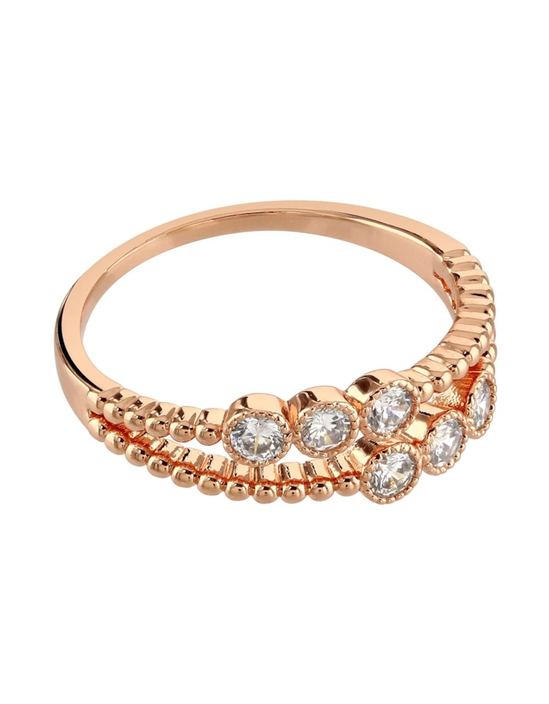 crystal double layred ring - rose gold