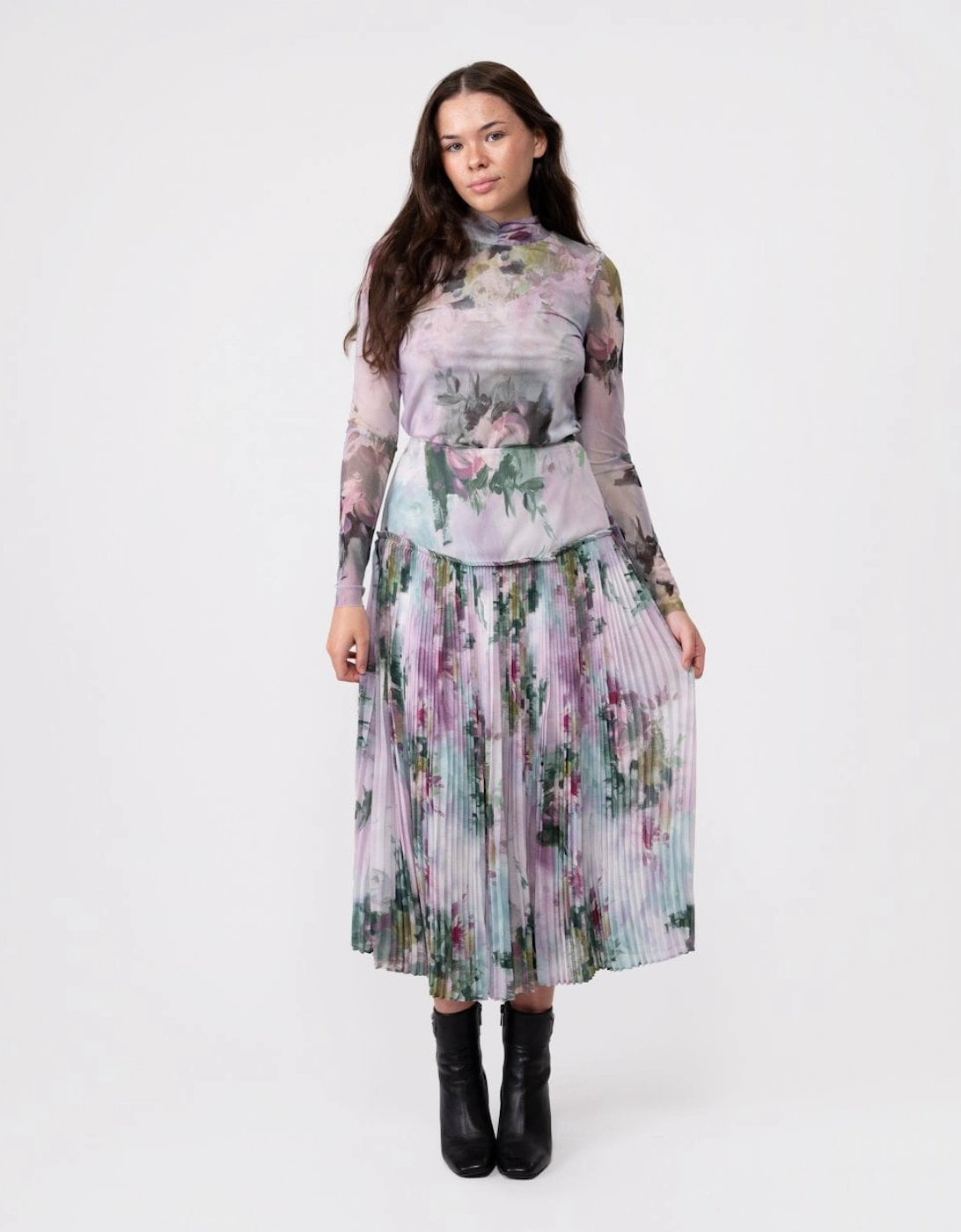 Meliya Womens Printed Pleated Skirt