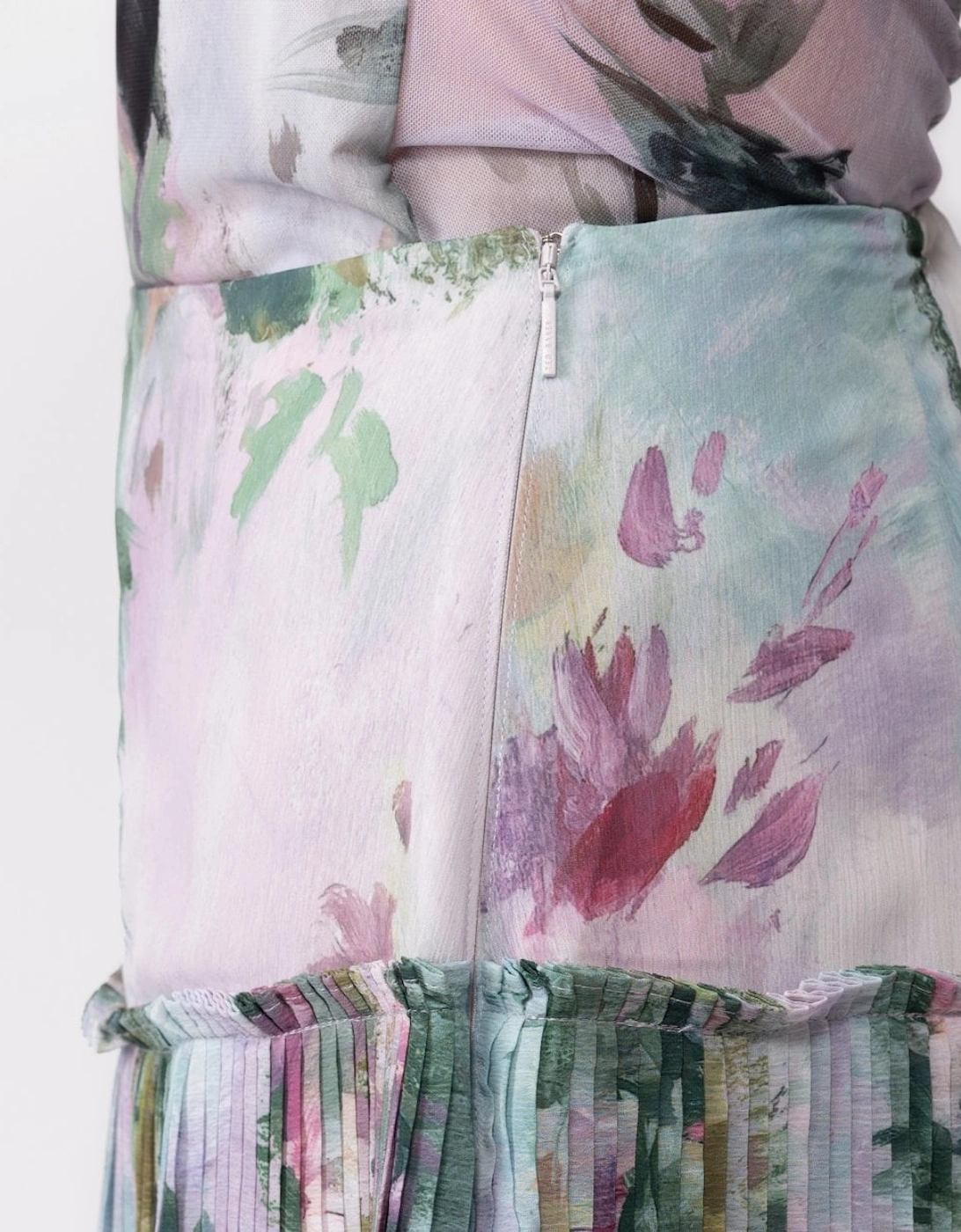 Meliya Womens Printed Pleated Skirt