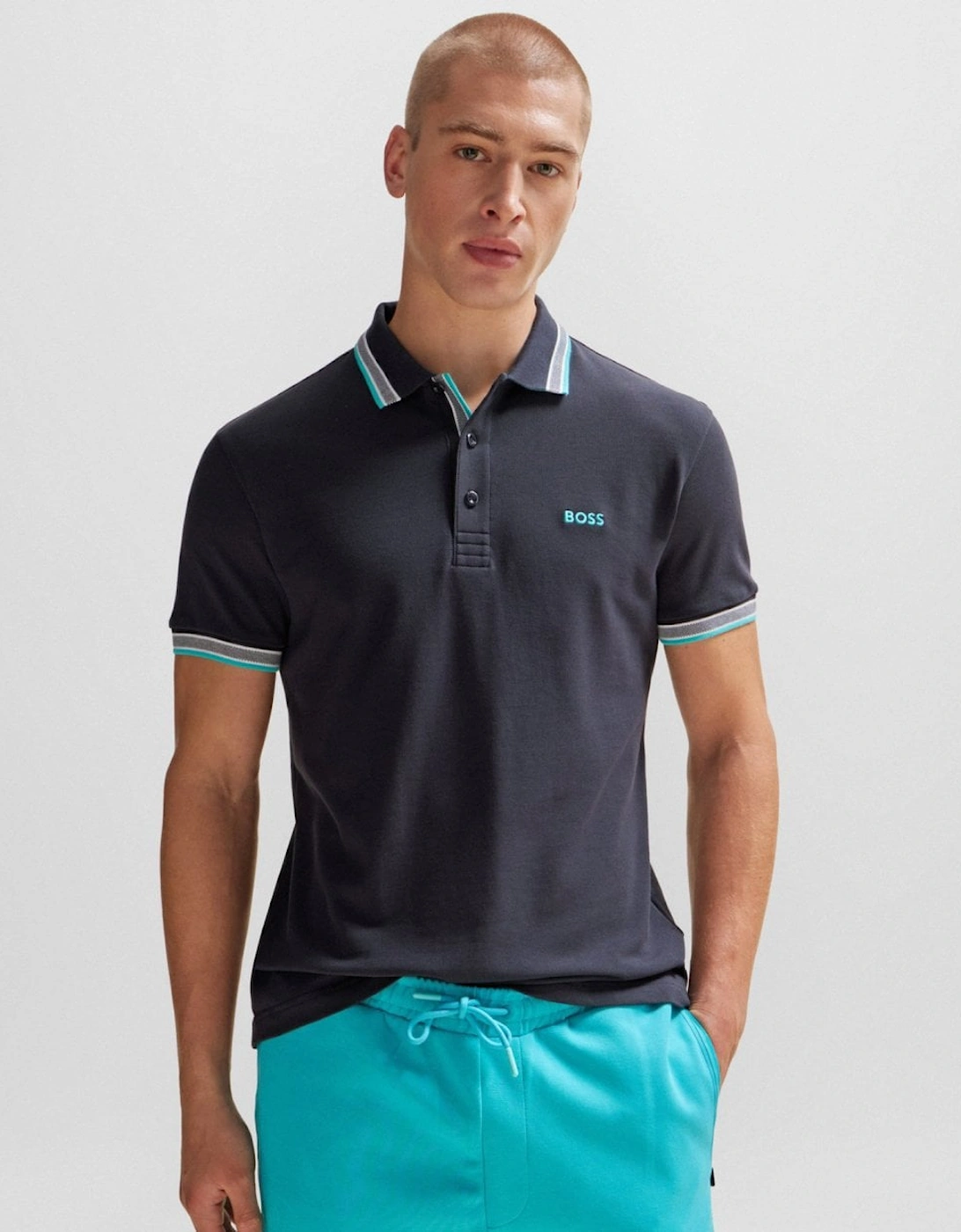 BOSS Green Paddy Mens Organic Cotton Polo With Contrast Logo Details, 5 of 4