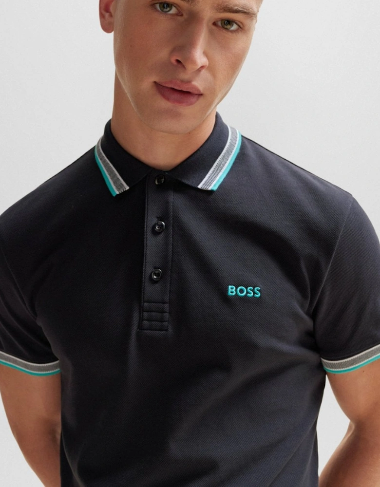 BOSS Green Paddy Mens Organic Cotton Polo With Contrast Logo Details