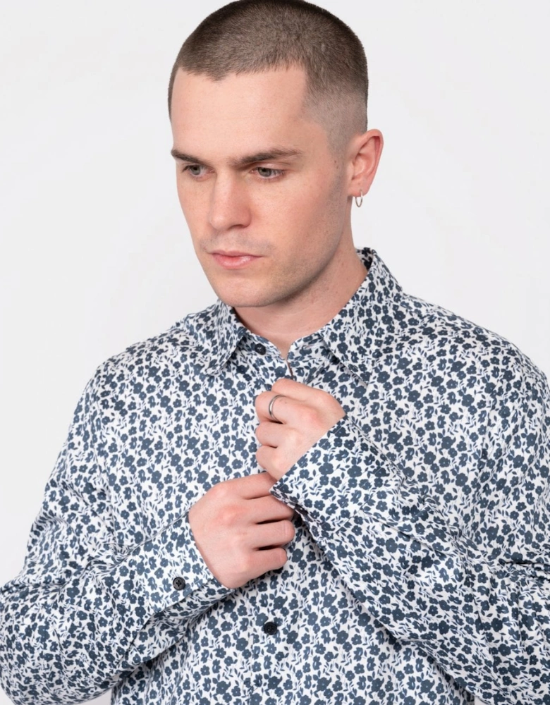 Capua Mens Long Sleeve Small Floral Shirt