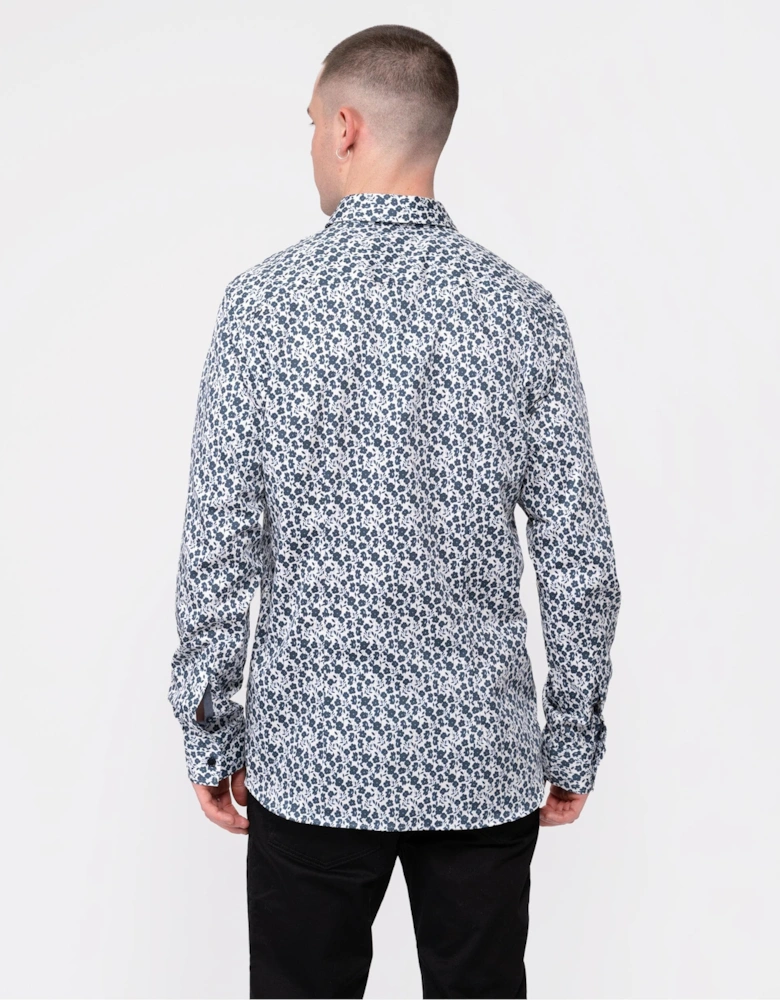 Capua Mens Long Sleeve Small Floral Shirt