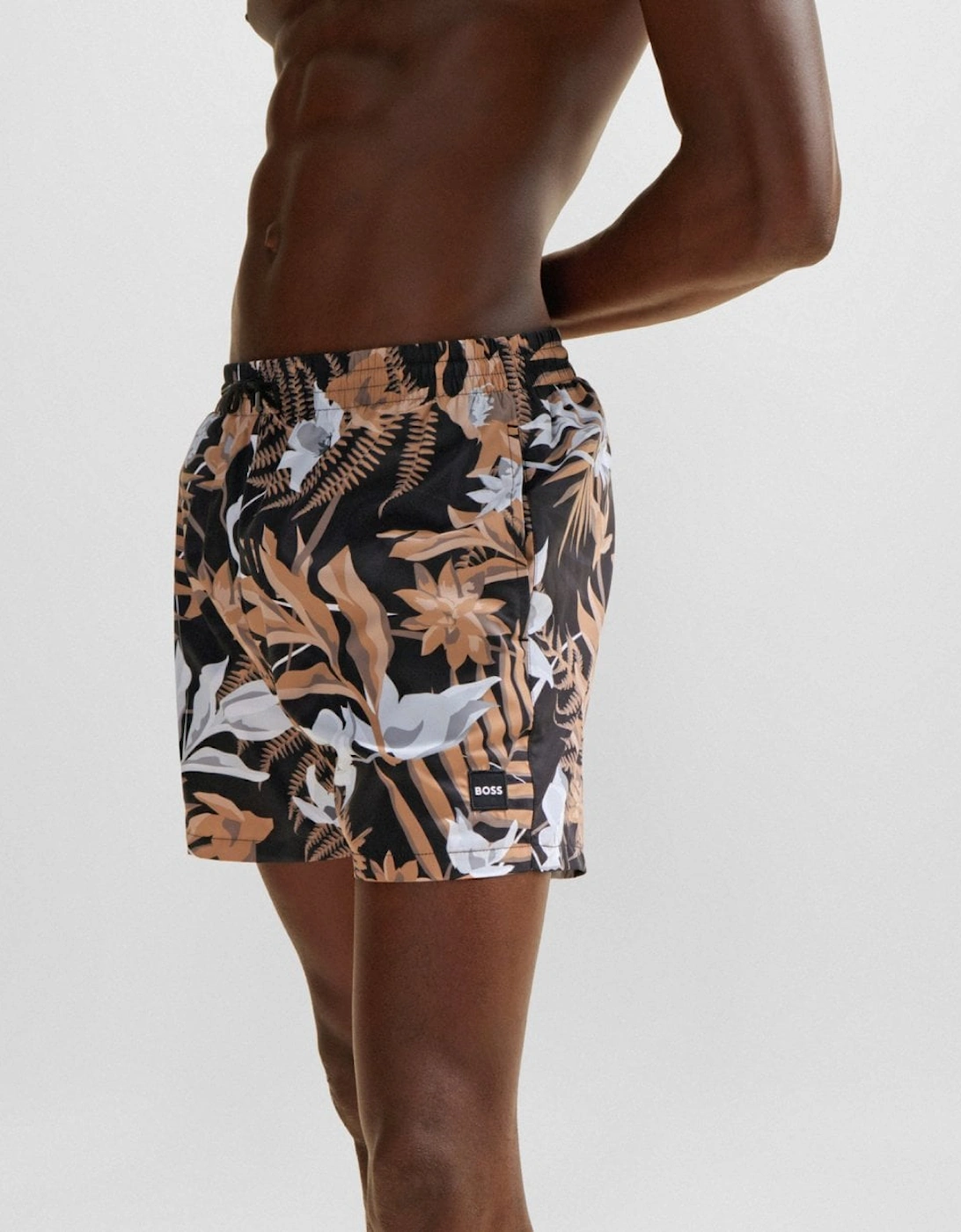 Orange Piranha Mens Tropical Print Quick-Drying Swim Shorts