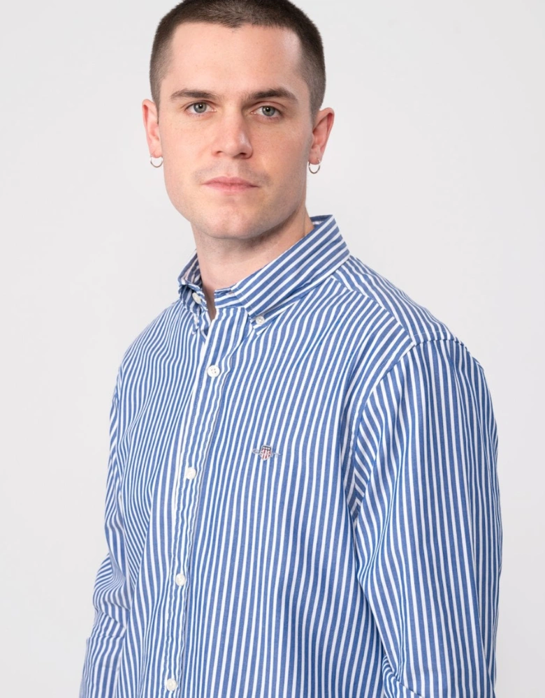 Mens Slim Fit Striped Poplin Shield Shirt