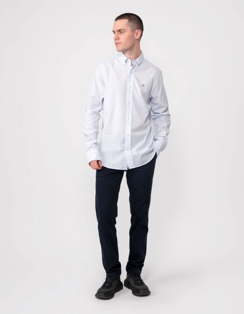 Mens Slim Fit Striped Poplin Shield Shirt