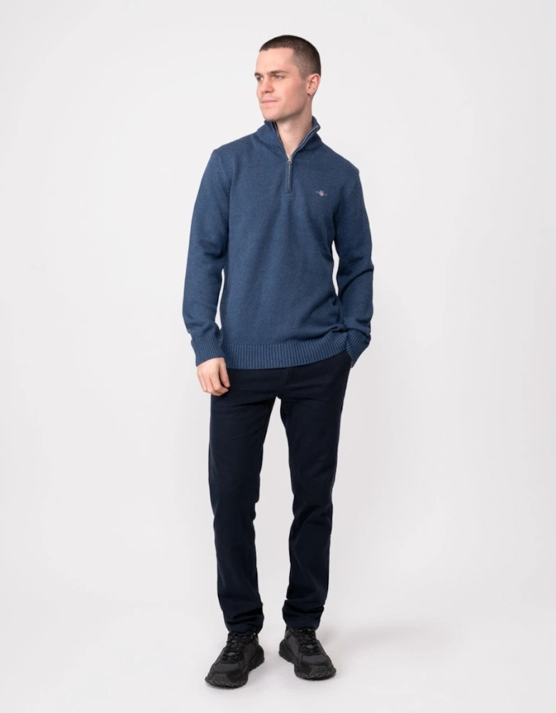 Mens Casual Cotton Half Zip Jumper