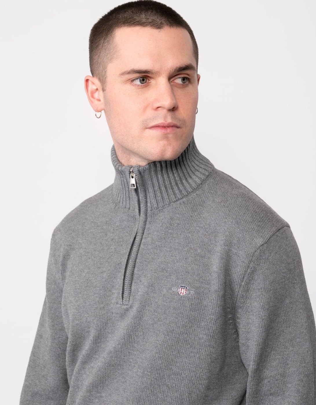 Mens Casual Cotton Half Zip Jumper