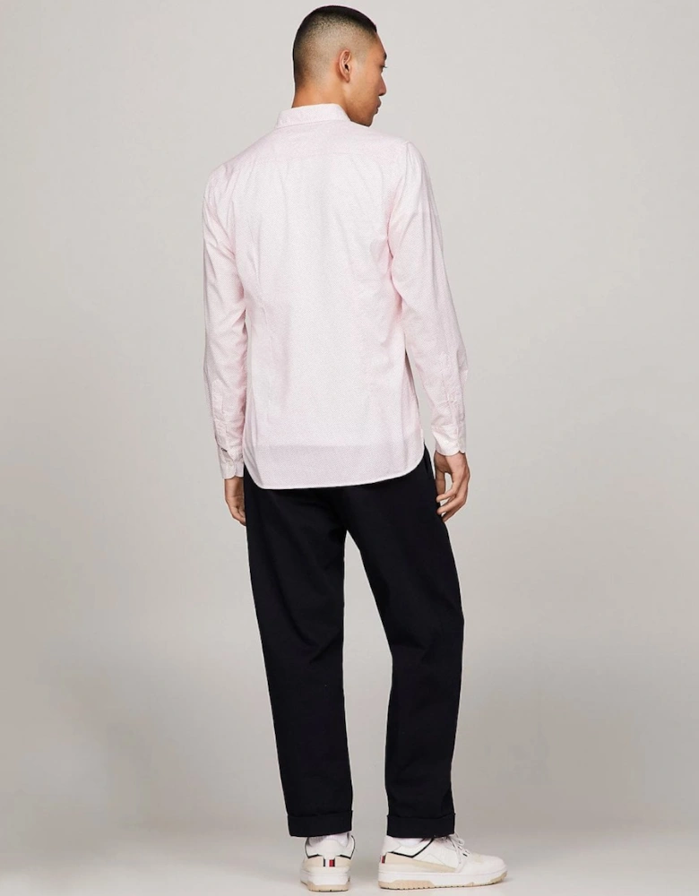 Flex Mini Print Long Sleeve Mens Slim Shirt