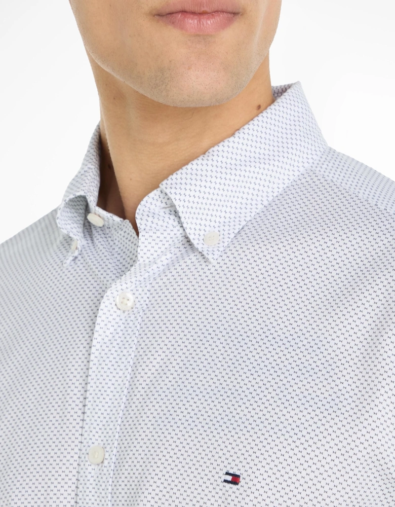 Flex Mini Print Long Sleeve Mens Slim Shirt