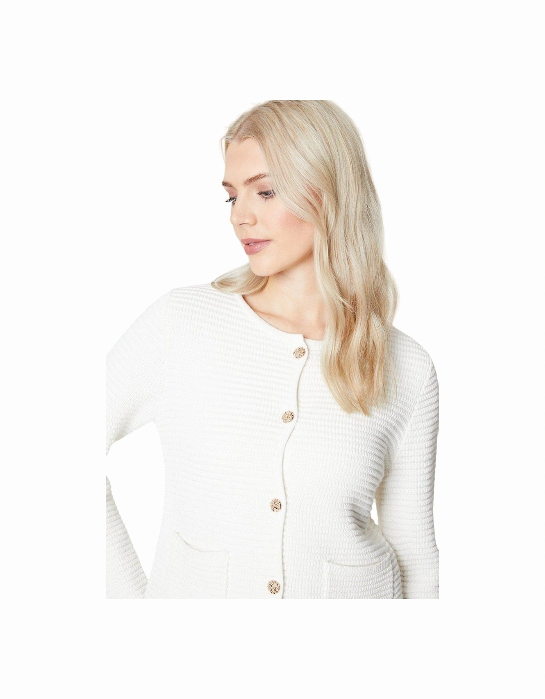 Womens/Ladies Textured Knitted Patch Pocket Jacket