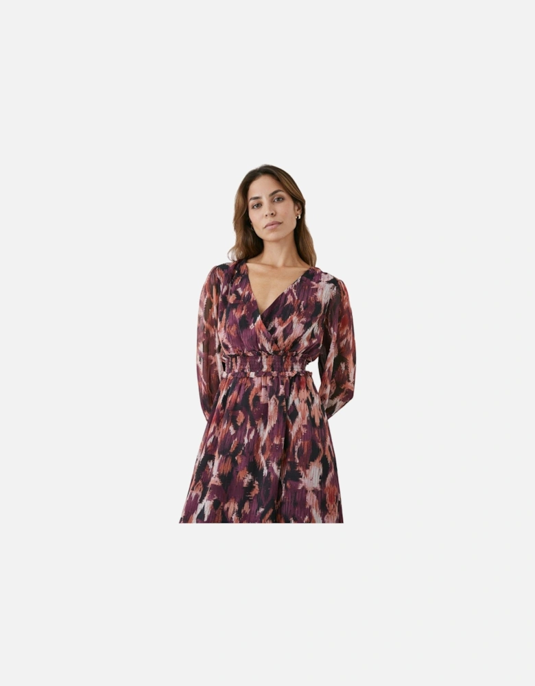 Womens/Ladies Abstract Shirred Waist Midi Dress