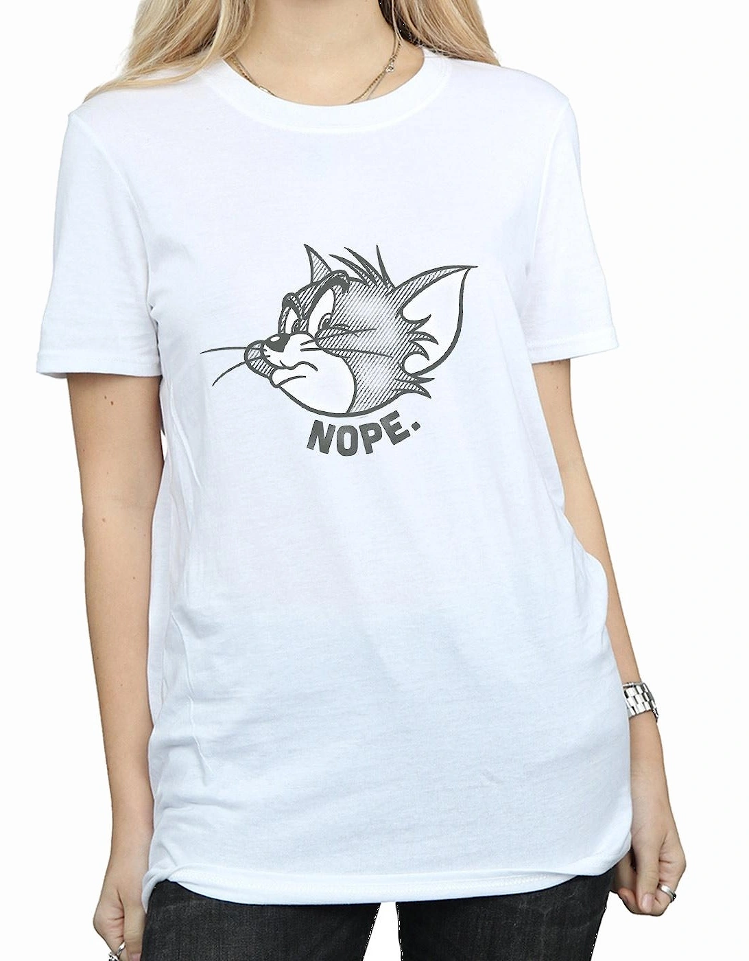 Tom and Jerry Womens/Ladies Nope Face Cotton Boyfriend T-Shirt