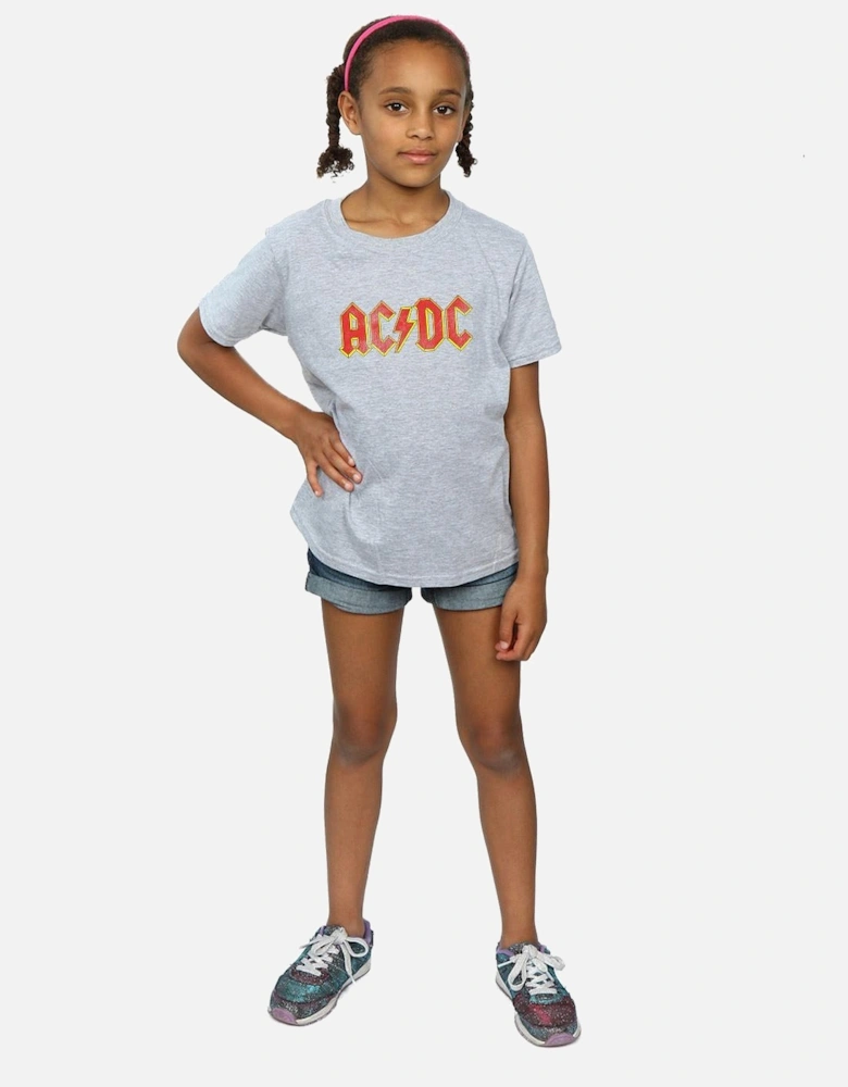 Girls Distressed Logo Cotton T-Shirt