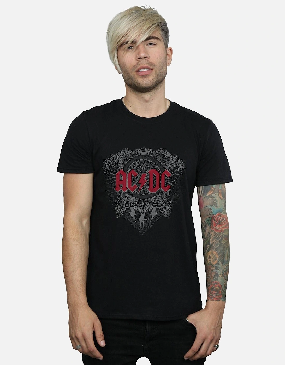 Mens Black Ice Logo Cotton T-Shirt