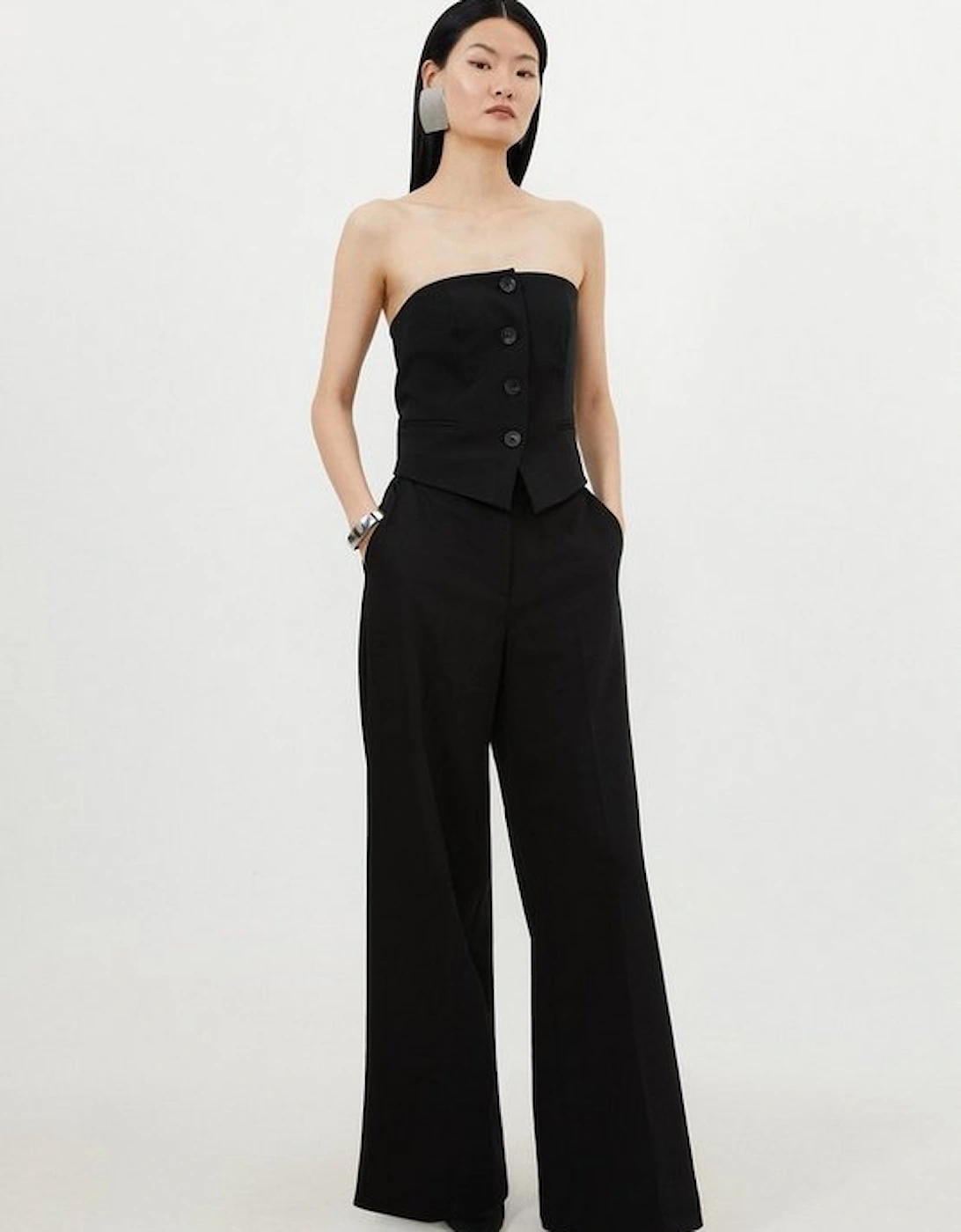 Tailored Bandeau Button Detail Jumpsuit, 5 of 4