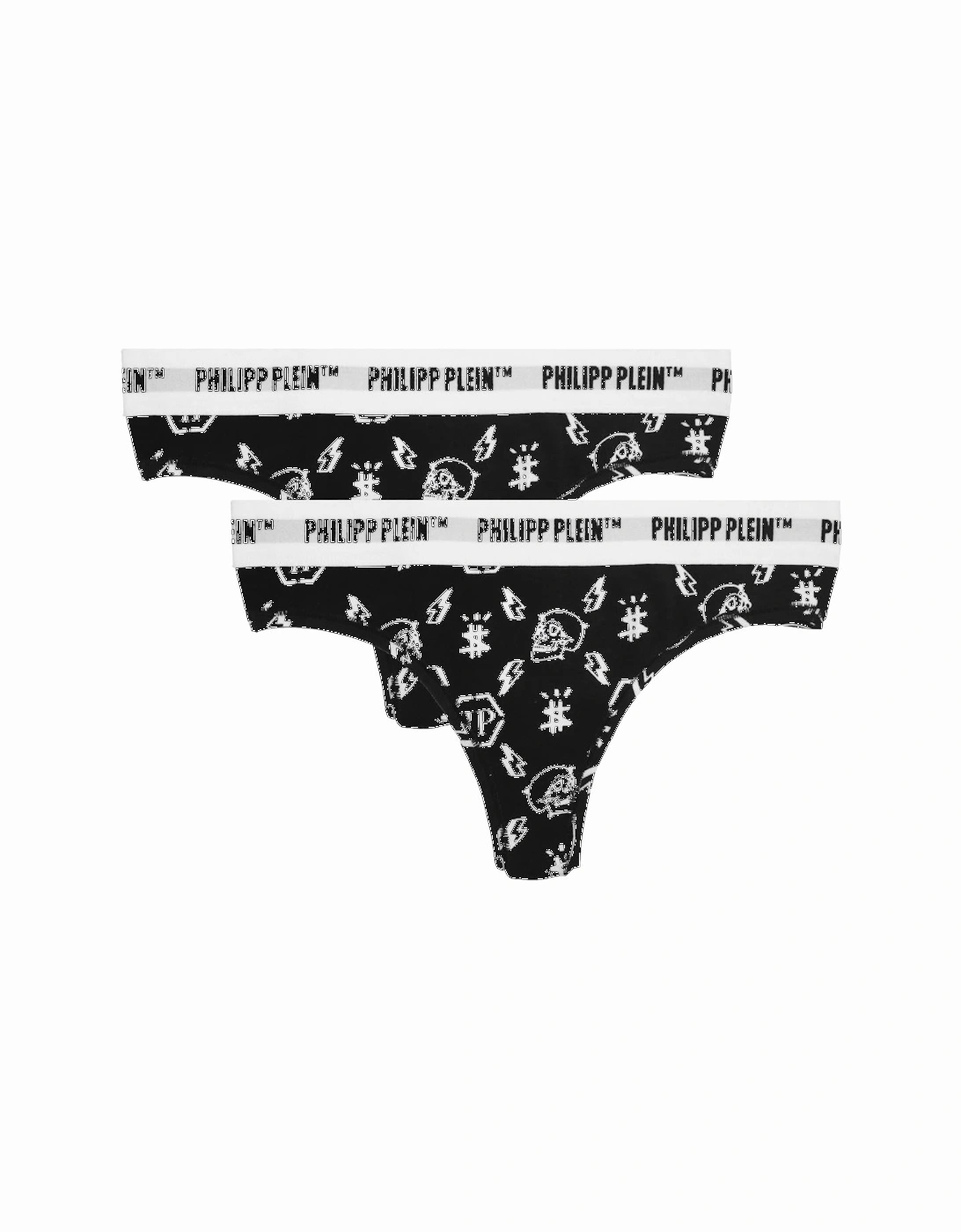 Symbols Logo Black Underwear Thongs Two Pack, 2 of 1