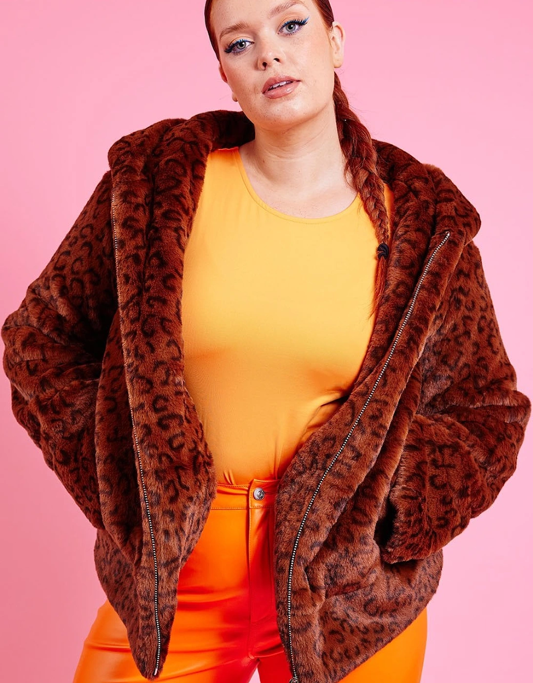 Brown Oversized Faux Fur Jacket, 6 of 5