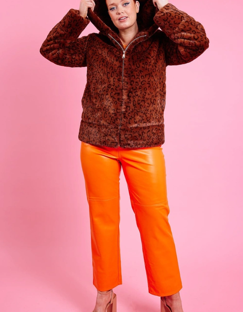 Brown Oversized Faux Fur Jacket
