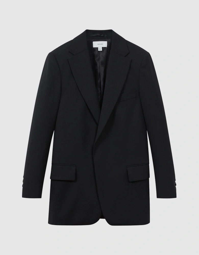 Oversized Wool Blend Single Breasted Blazer