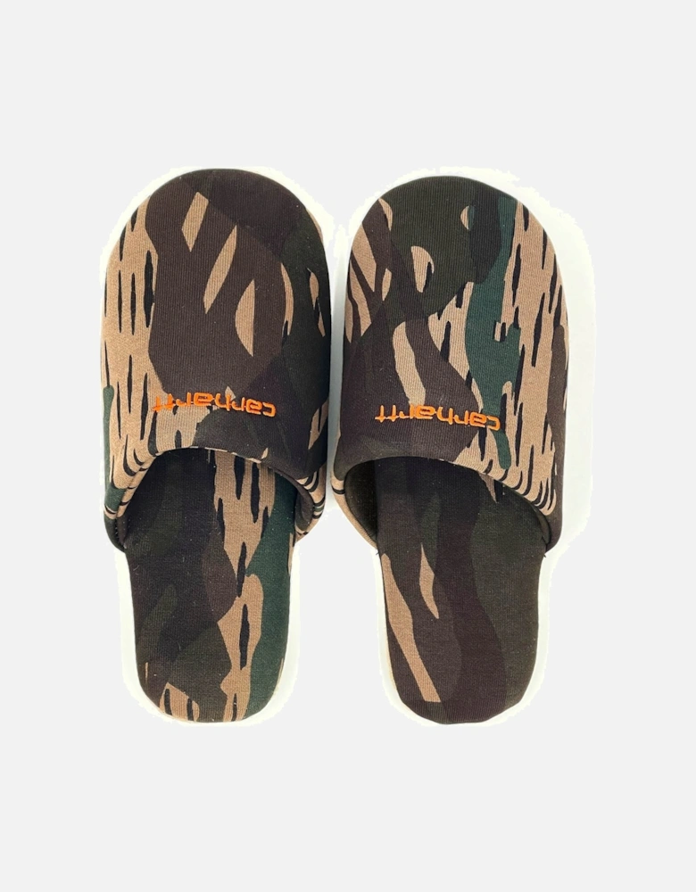 Script Embroidery Slippers - Camo