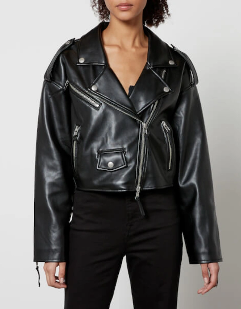 Crop Moto Cropped Faux Leather Jacket