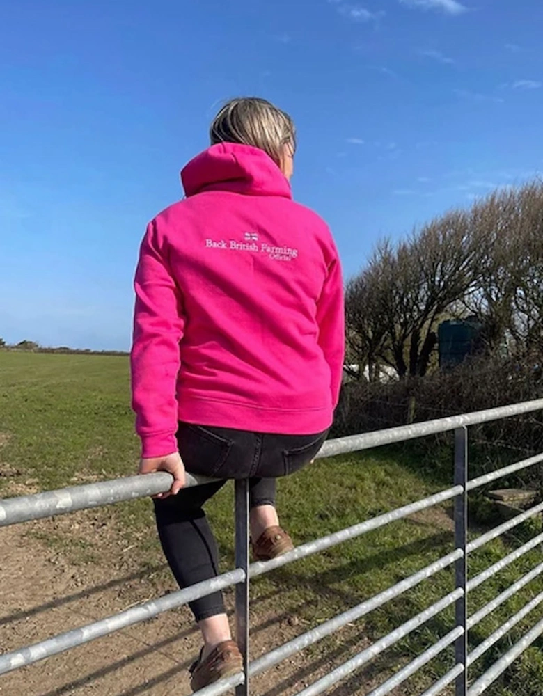 Back British Farming Unisex Hoodie Hot Pink