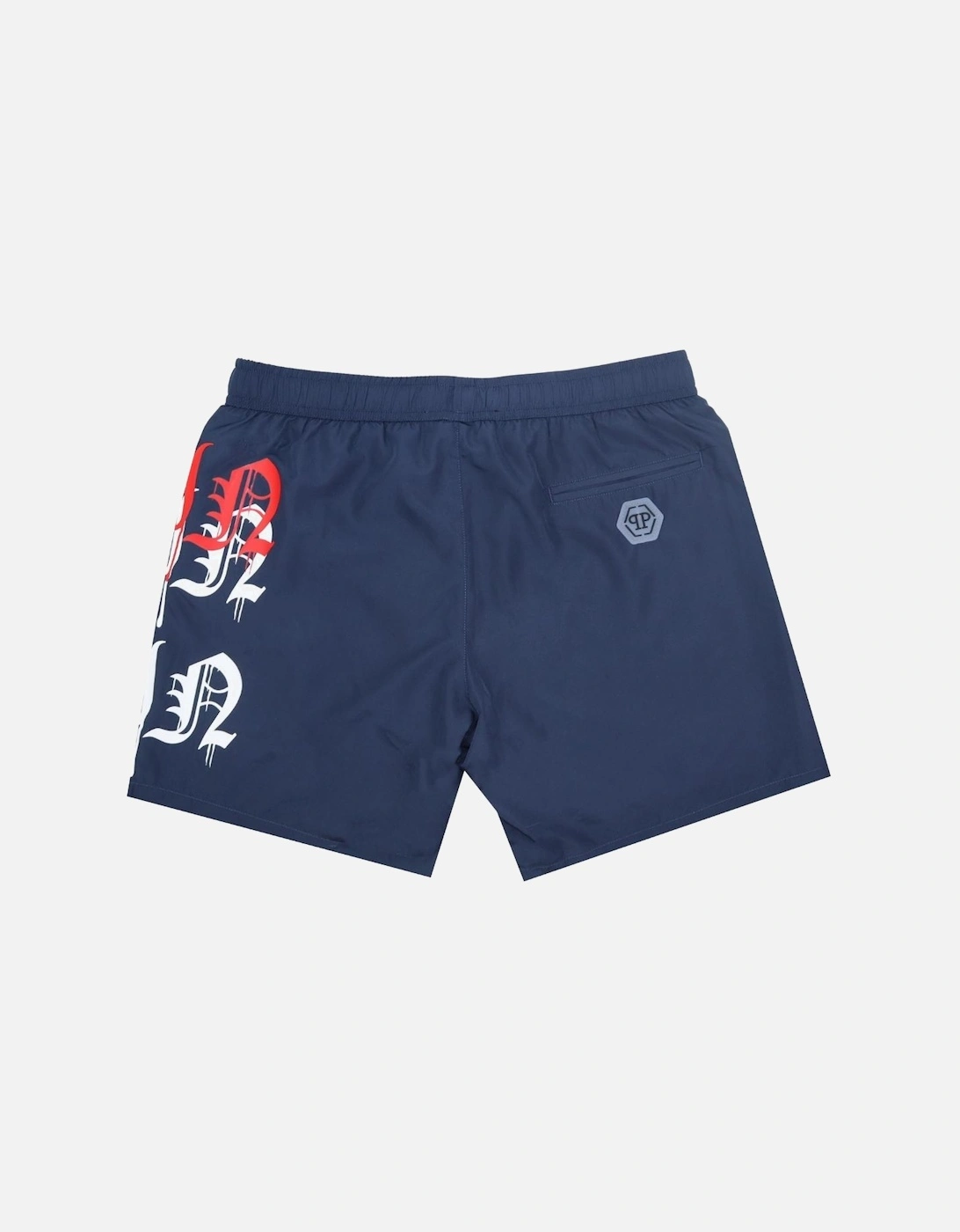 Melting Logos Navy Blue Swim Shorts