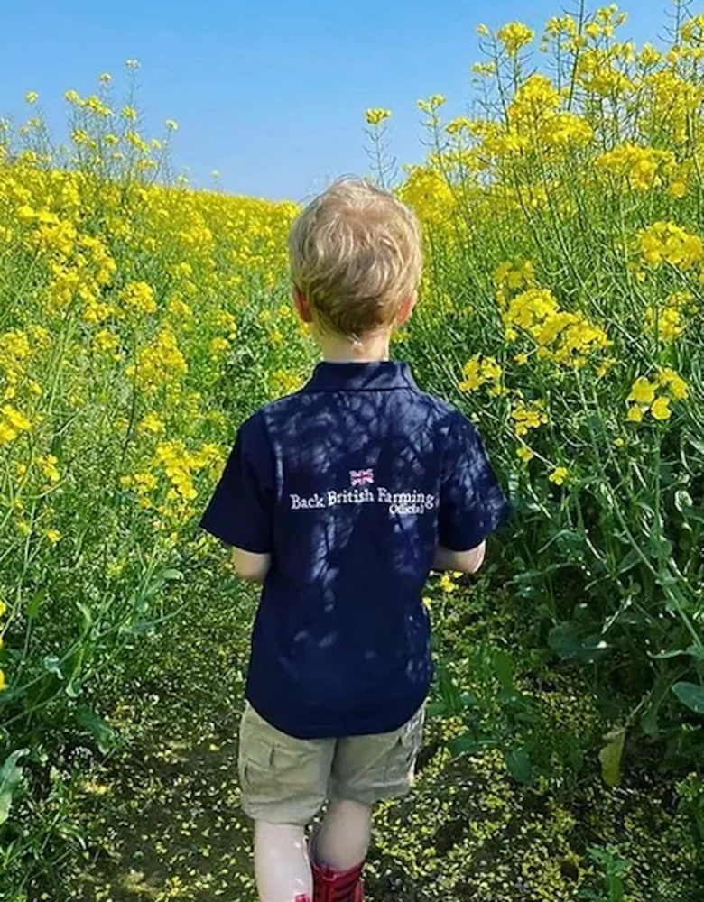 Back British Farming Children's Polo Top Navy