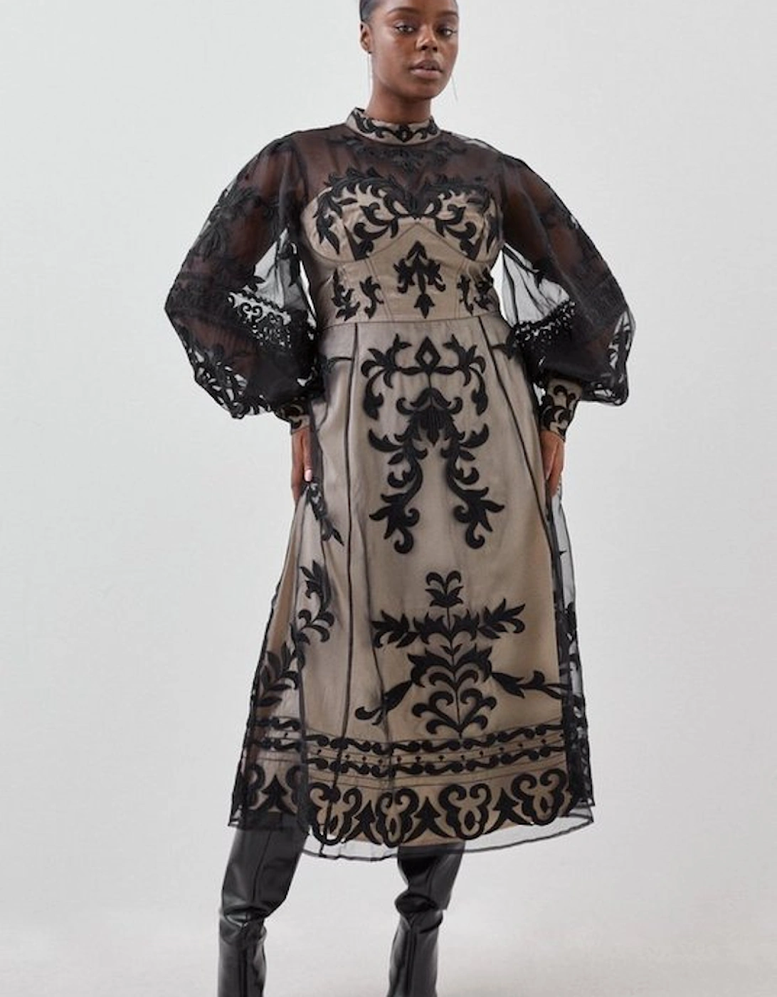 Plus Size Baroque Applique Woven Maxi Dress, 5 of 4