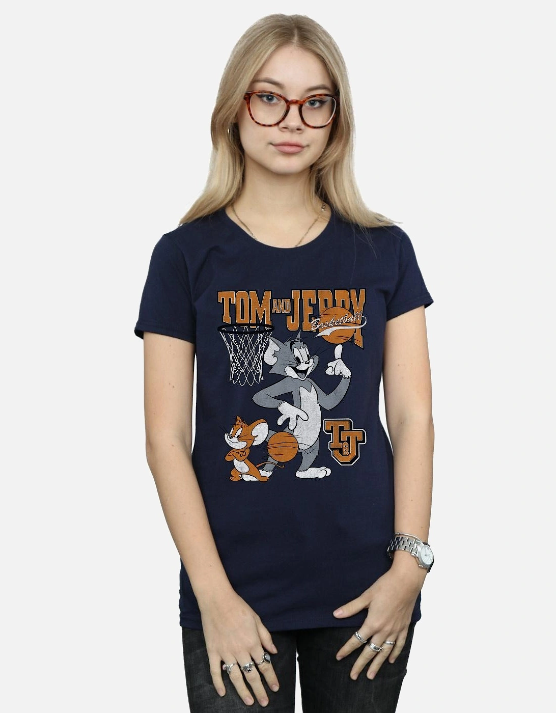 Tom and Jerry Womens/Ladies Spinning Basketball Cotton T-Shirt