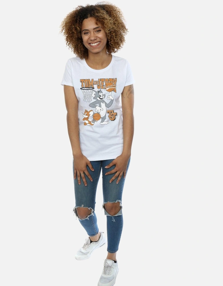 Tom and Jerry Womens/Ladies Spinning Basketball Cotton T-Shirt