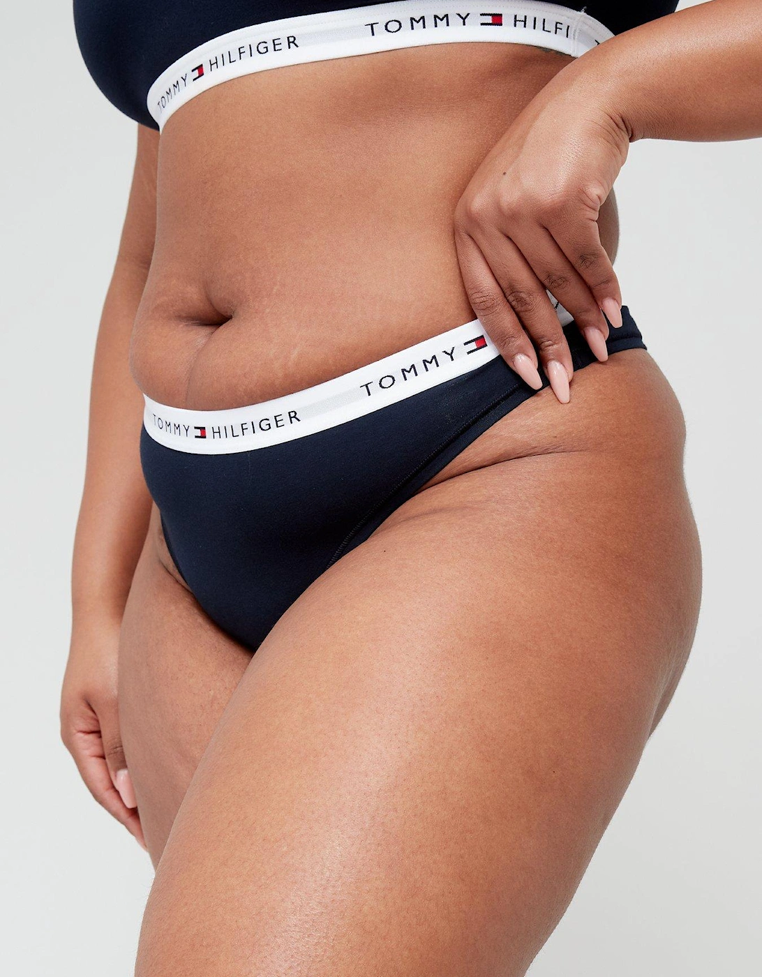 Plus Size Logo Waistband Thong - Navy, 3 of 2