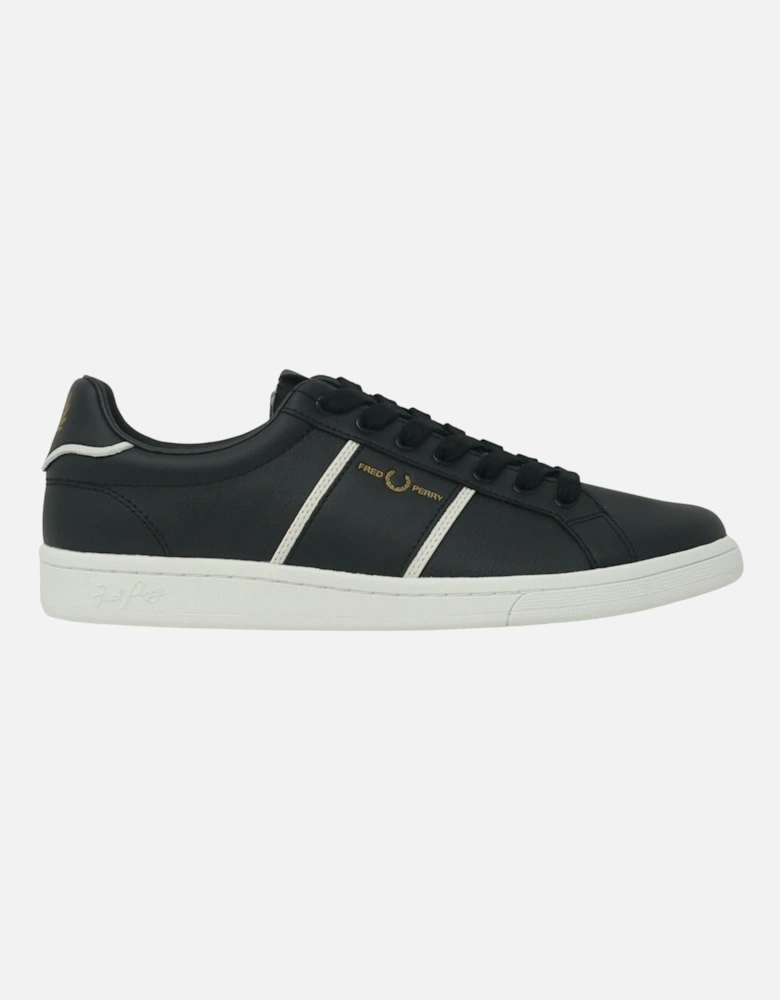 Debossed Branding Leather Mens Black Trainers