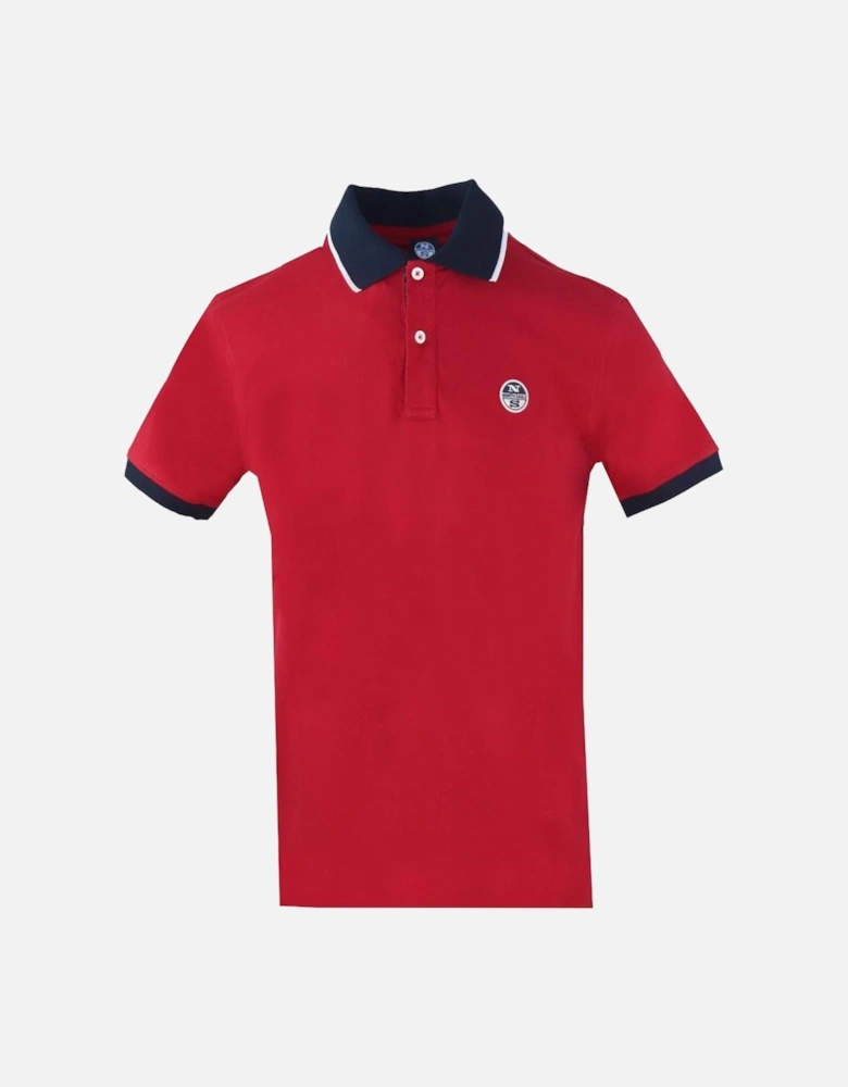 Colour Block Red Polo Shirt