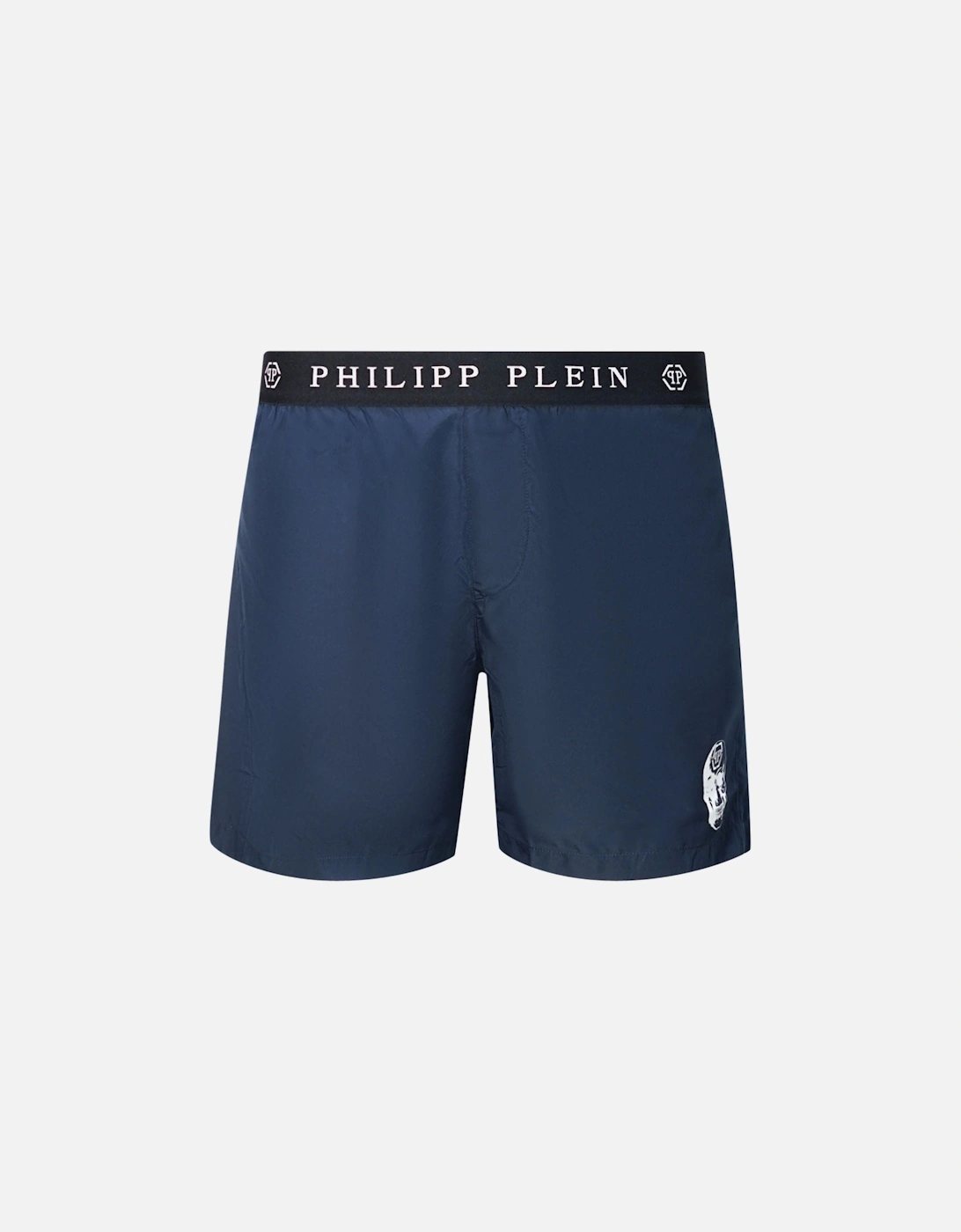 Branded Waistband Navy Swim Shorts, 3 of 2