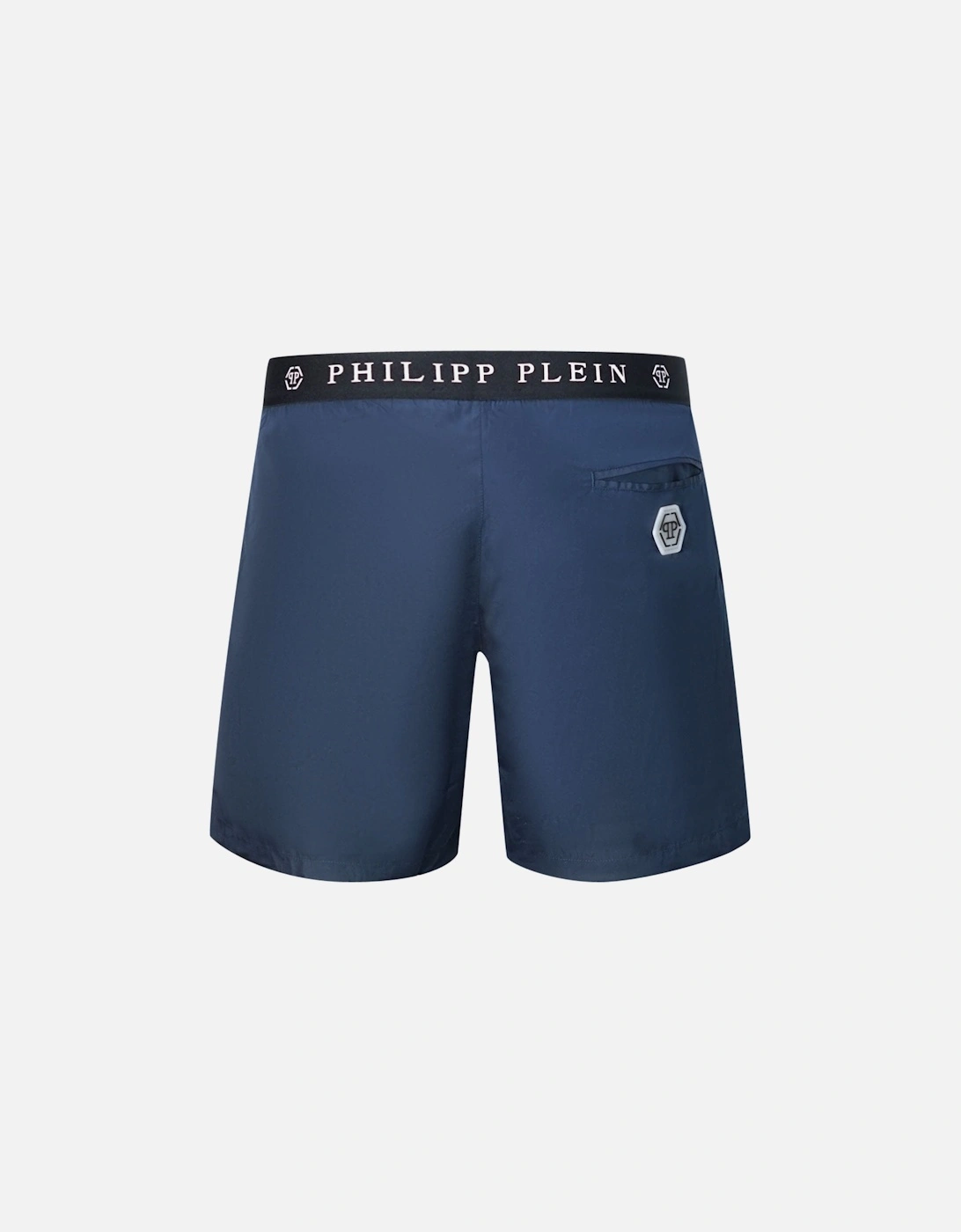 Branded Waistband Navy Swim Shorts