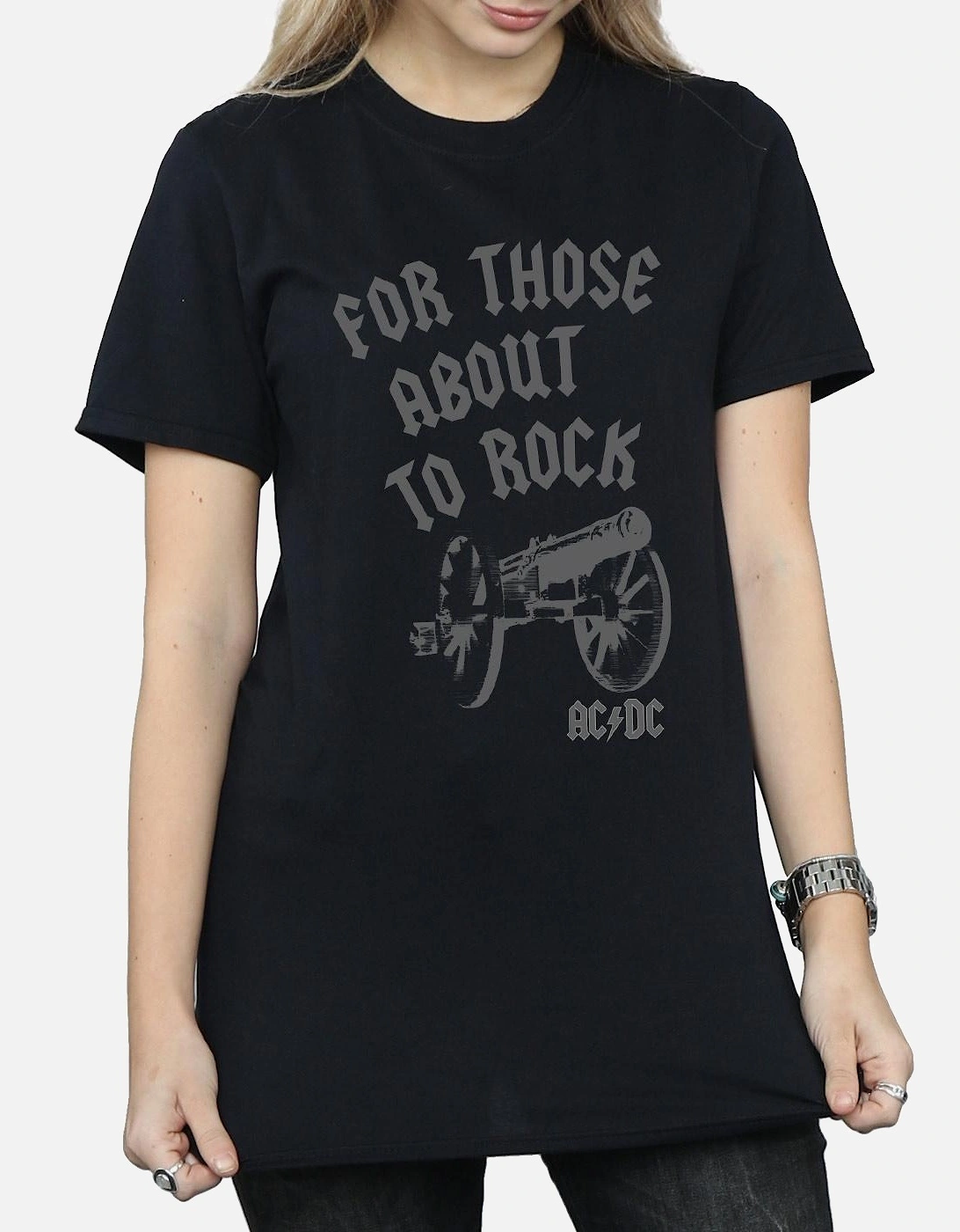 Womens/Ladies For Those About To Rock Cannon Cotton Boyfriend T-Shirt