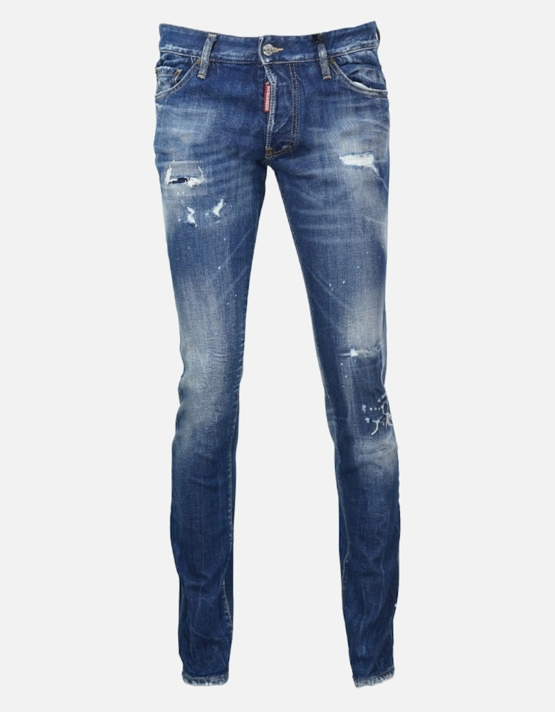 Slim Jean Distressed Bleach Splatter Effect Jeans