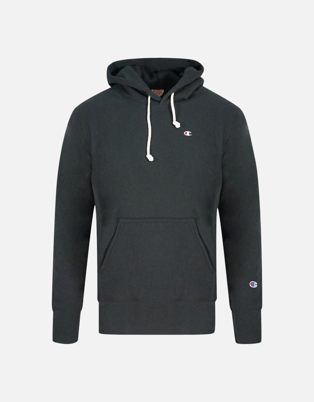 Reverse Weave Small Classic Logo Black Hoodie, 3 of 2