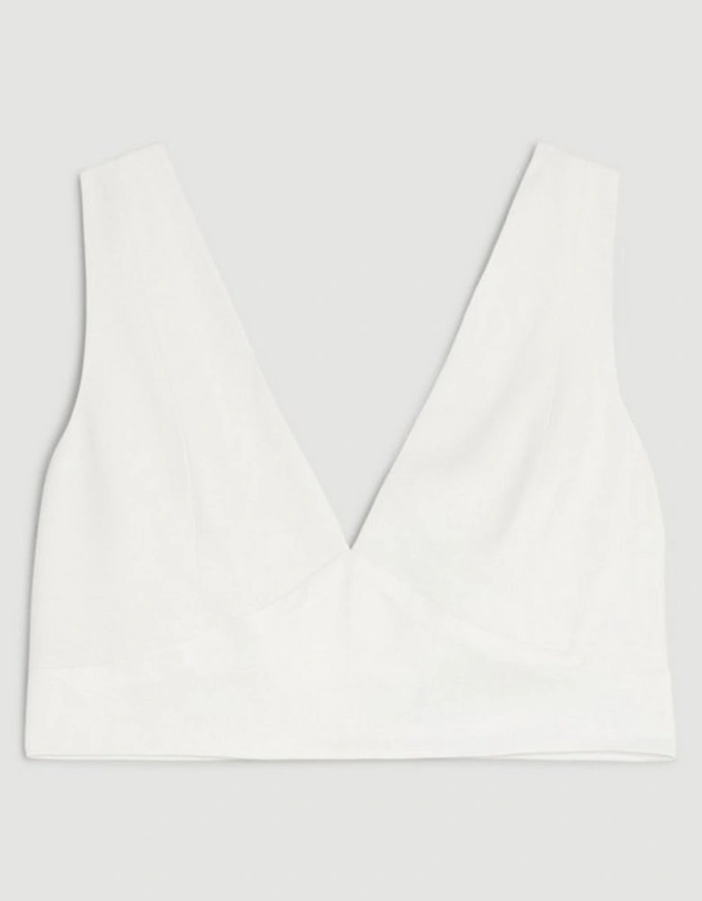 Tailored Satin Back Crepe Cropped Corset Top