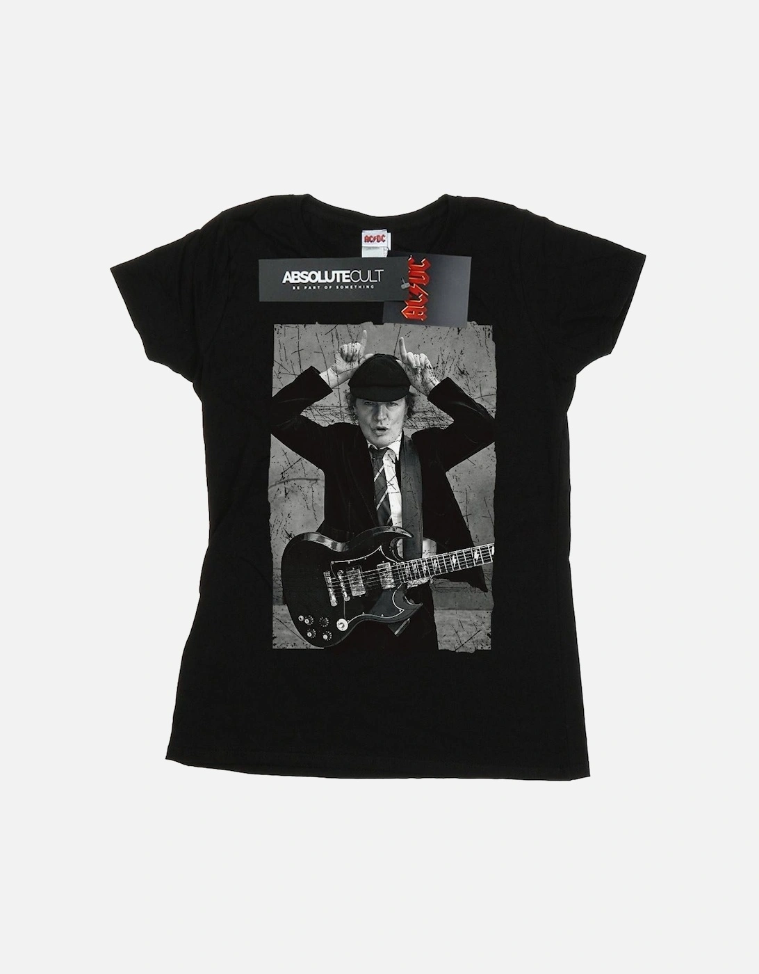 Womens/Ladies Angus Young Distressed Photo Cotton T-Shirt, 6 of 5