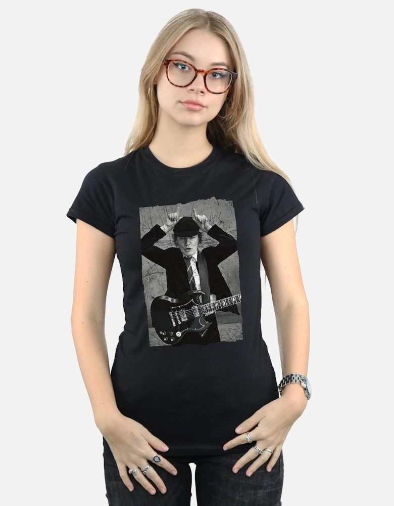 Womens/Ladies Angus Young Distressed Photo Cotton T-Shirt