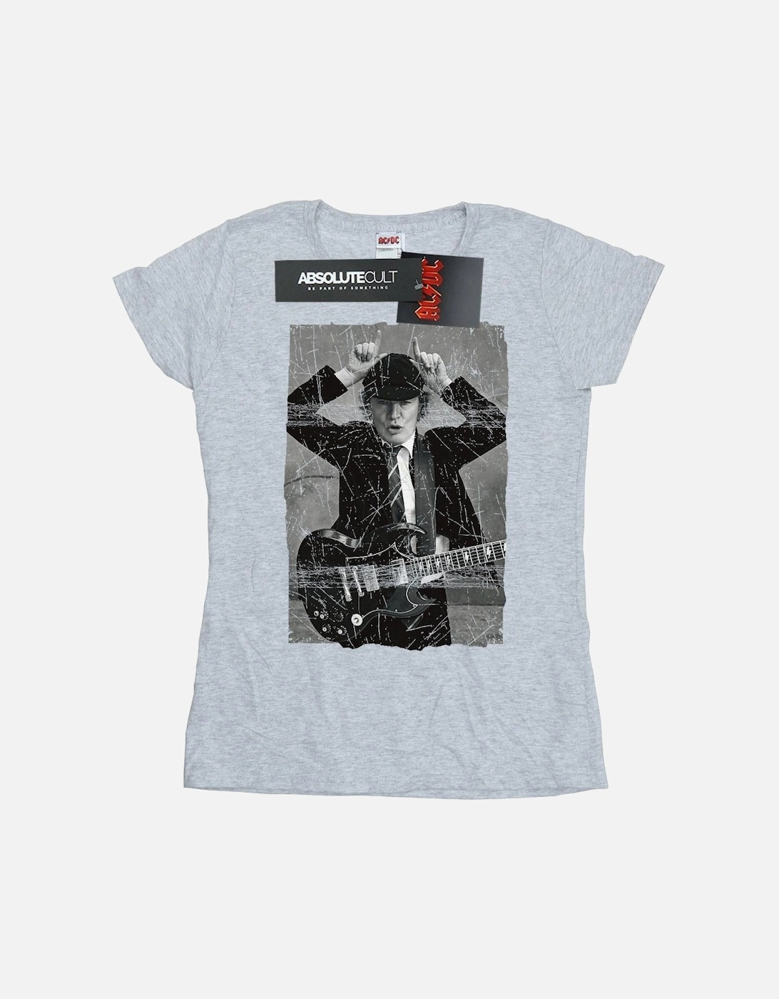 Womens/Ladies Angus Young Distressed Photo Cotton T-Shirt, 6 of 5