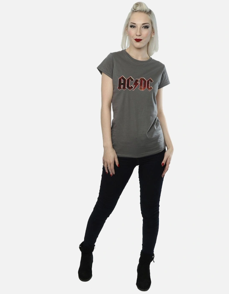 Womens/Ladies Raw Distressed Logo Cotton T-Shirt