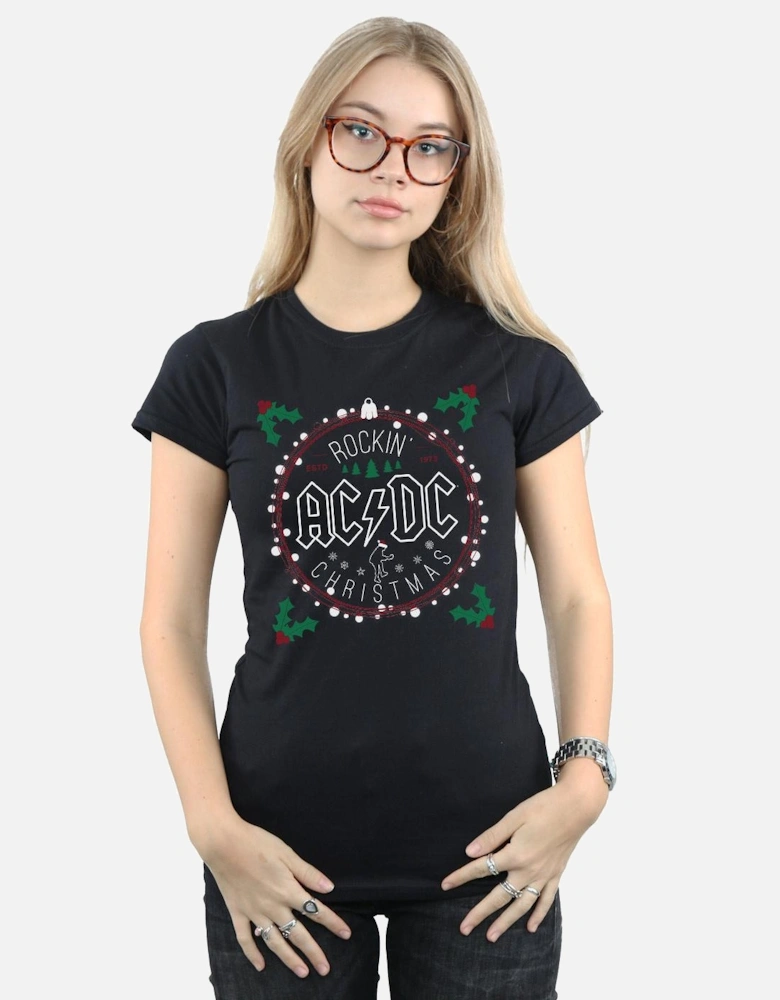 Womens/Ladies Christmas Circle Cotton T-Shirt