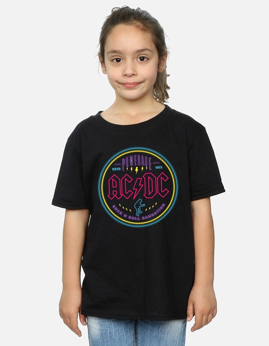 Girls Circle Neon Cotton T-Shirt