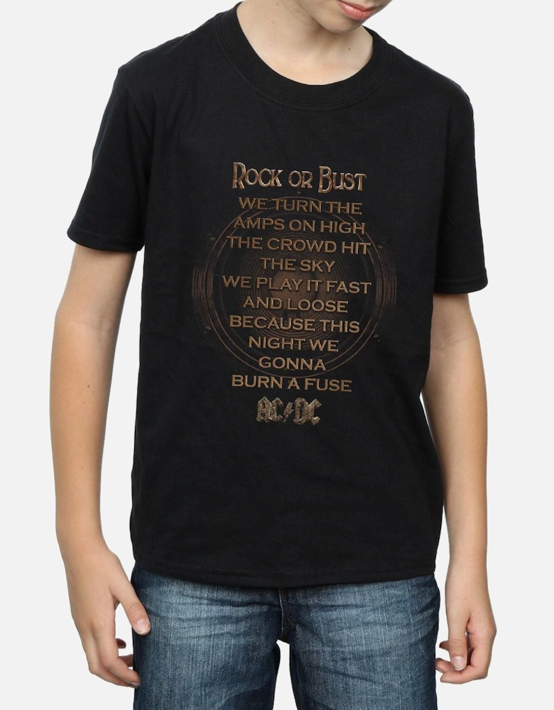 Boys Rock Or Bust Lyrics T-Shirt