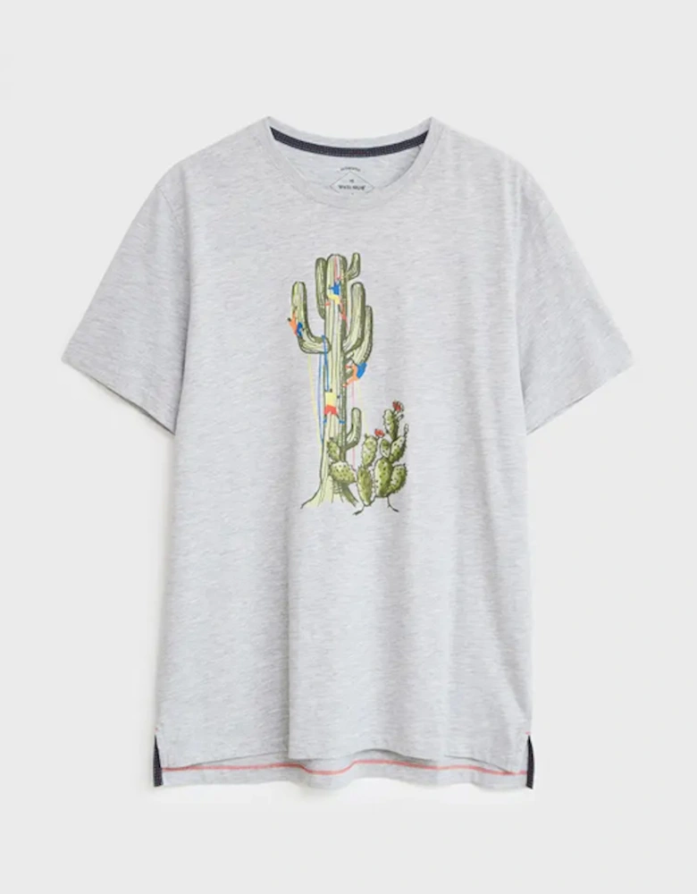 Men's Cactus Graphic Tee Grey Marl